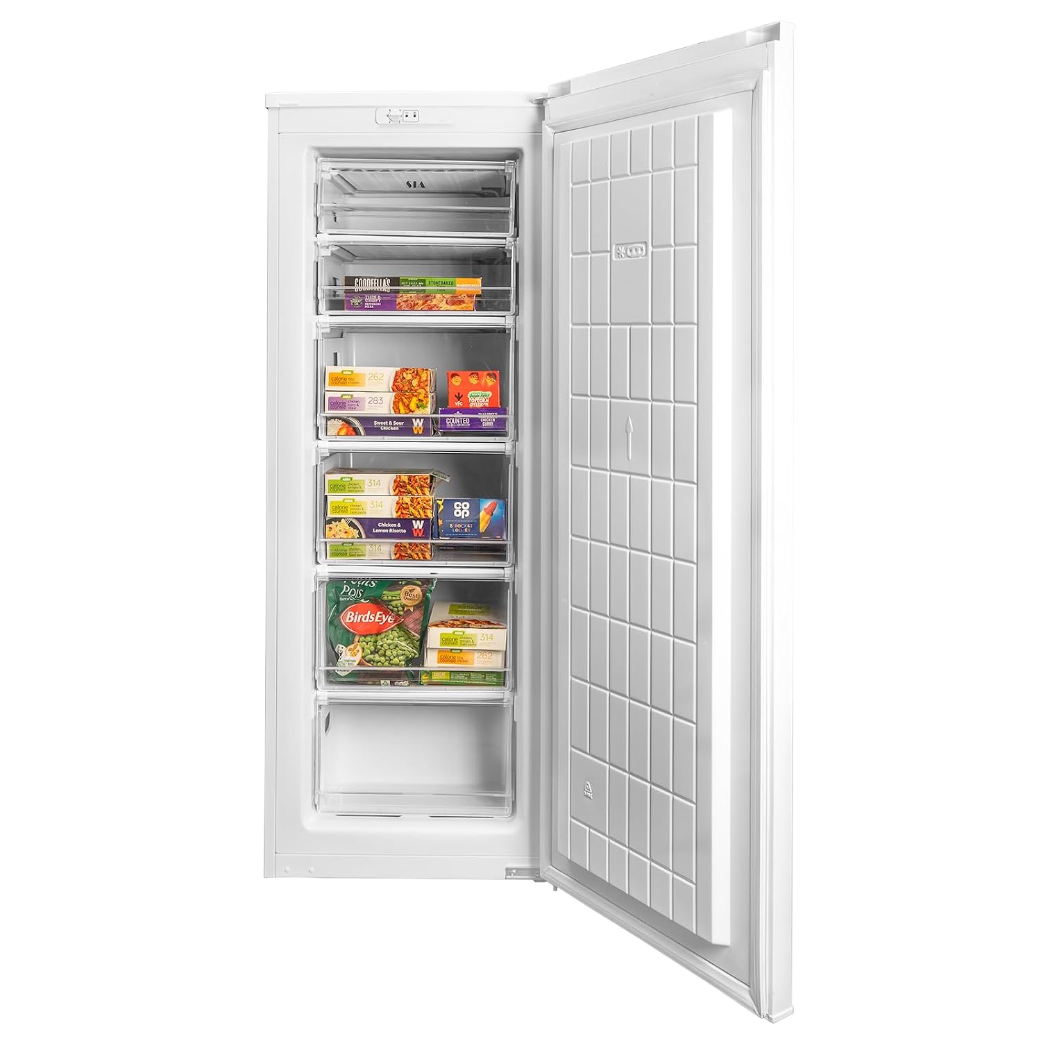 Upright Freezer 160L 6 Compartments Adjustable Thermostat Reversible Door White