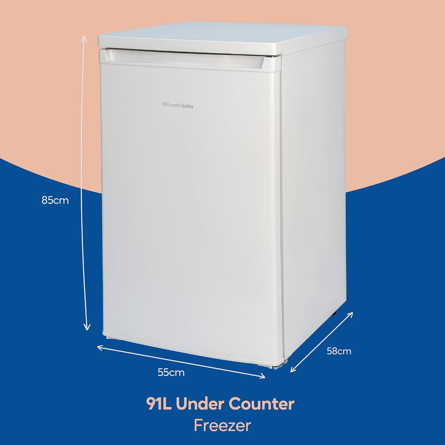 Under Counter Freezer 91L 55cm White Freestanding