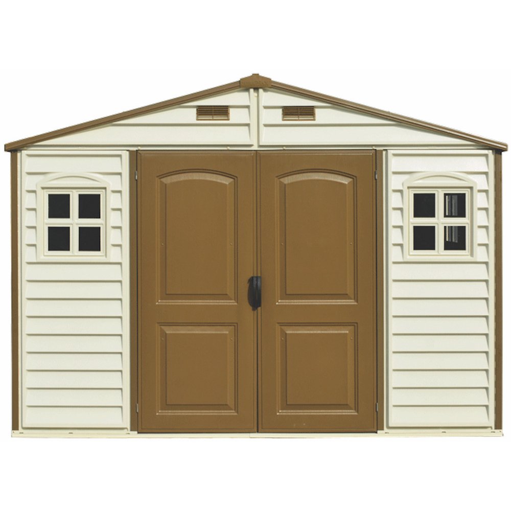 Plastic Garden Storage Shed 10 X 8 Ft Beige Brown Hinged Doors