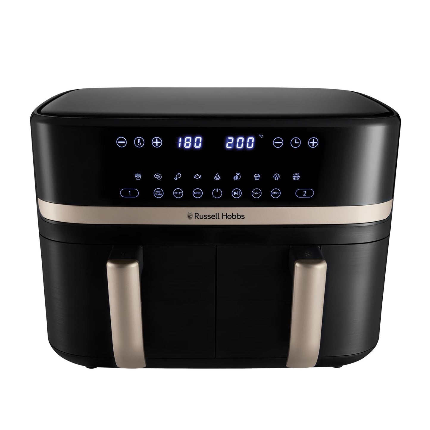 Dual Air Fryer 9L 2800W Dual Basket Touch Control Black