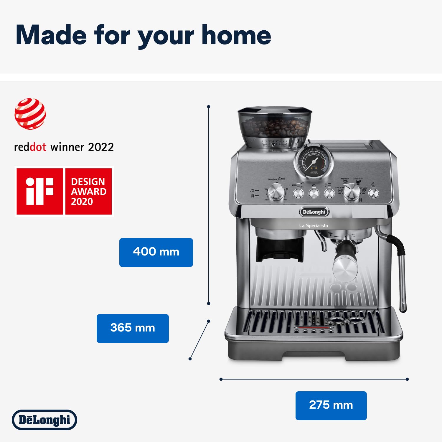 Espresso Pump Coffee Machine 1450W Cold Brew Function Milk Frother Titanium