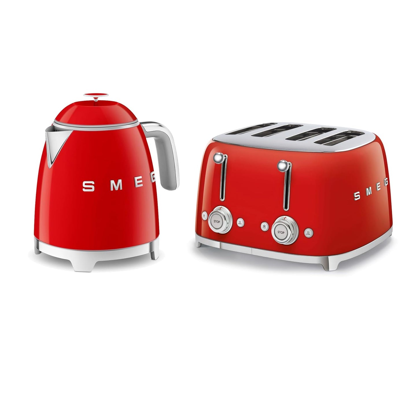 50'S Style Retro Range Breakfast Set 0.8L 1400W Mini Kettle And 4-Slice 2000W Toaster Black