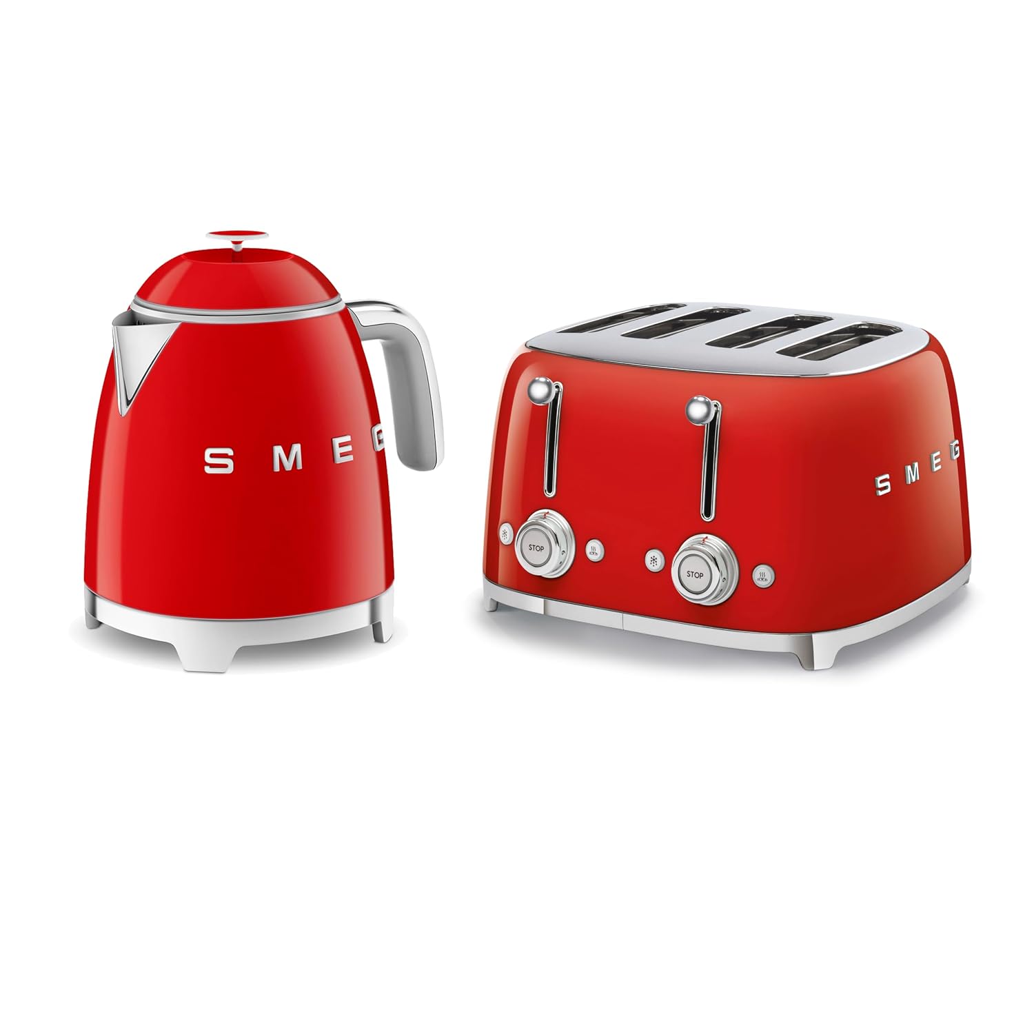50'S Style Retro Range Breakfast Set 0.8L 1400W Mini Kettle And 4-Slice 2000W Toaster Black