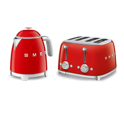 50'S Style Retro Range Breakfast Set 0.8L 1400W Mini Kettle And 4-Slice 2000W Toaster Black