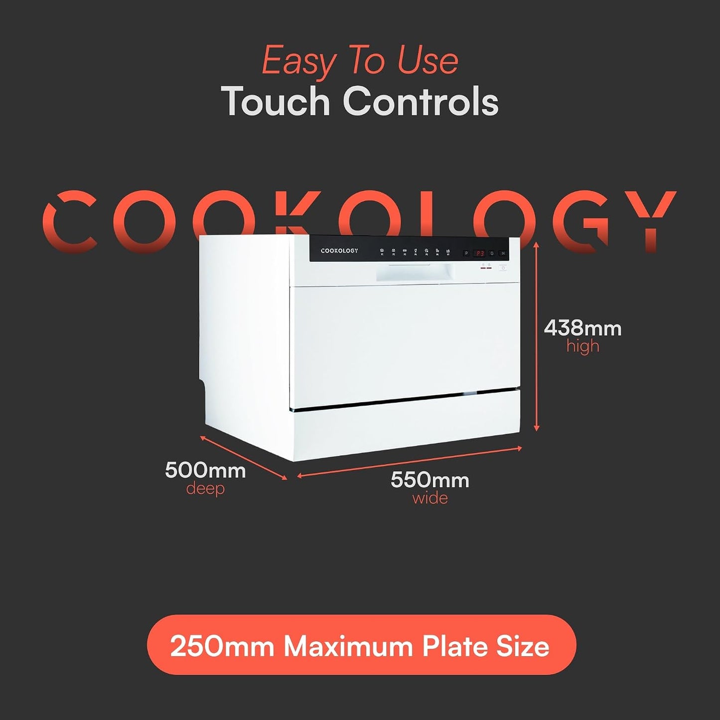 Mini Counter Top Dishwasher 6 Place Settings 7 Cycles White