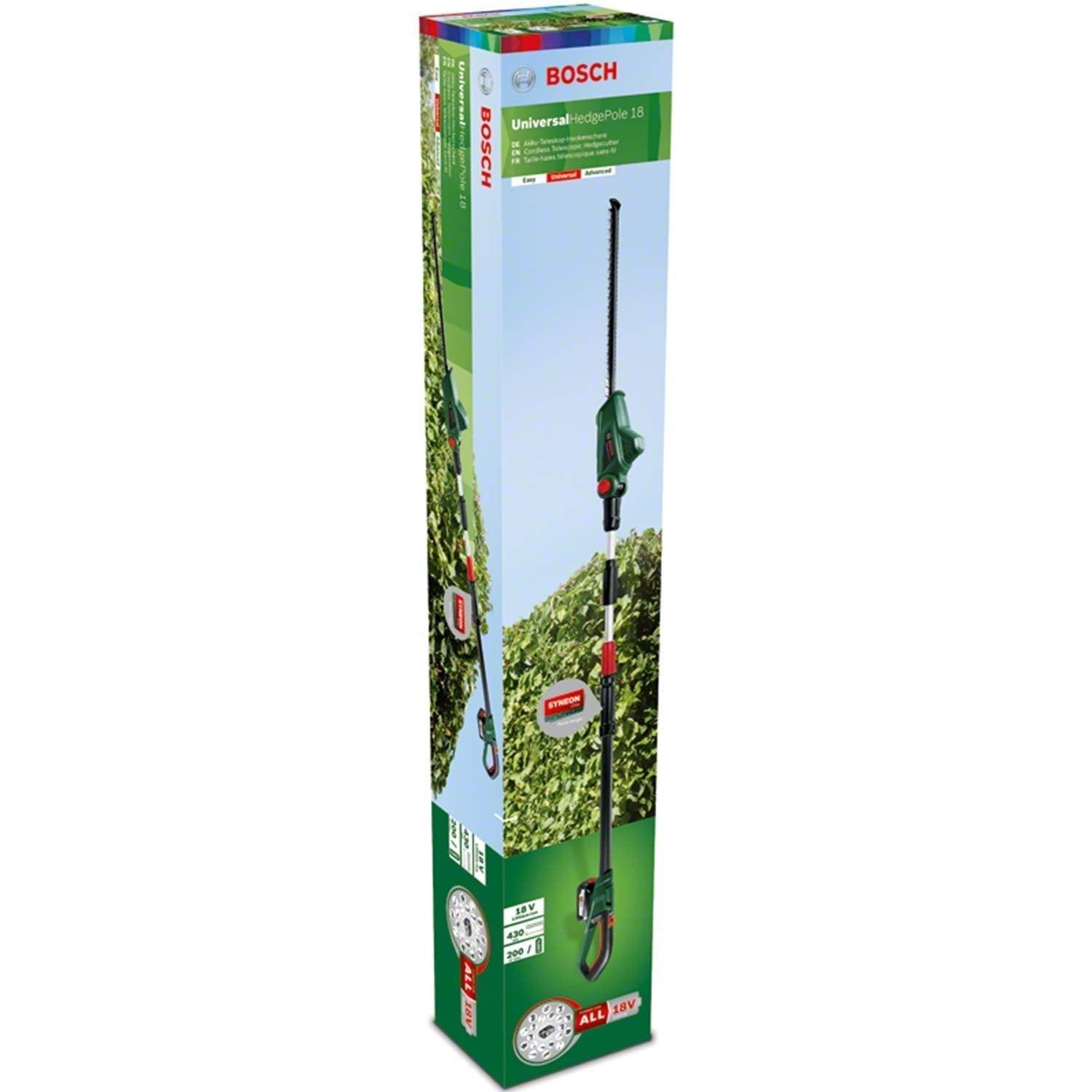 Telescopic Hedge Trimmer 18V Cordless 135° Pivoting Head Green