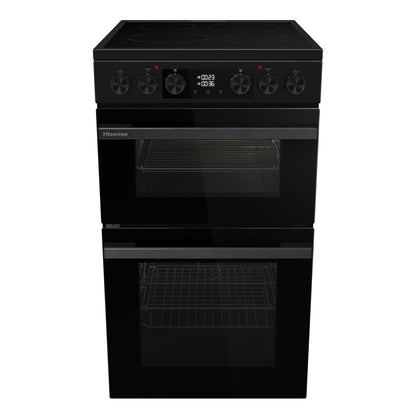 Electric Cooker 69L/43L Double Oven Air Fry Mode Ceramic Hob Black