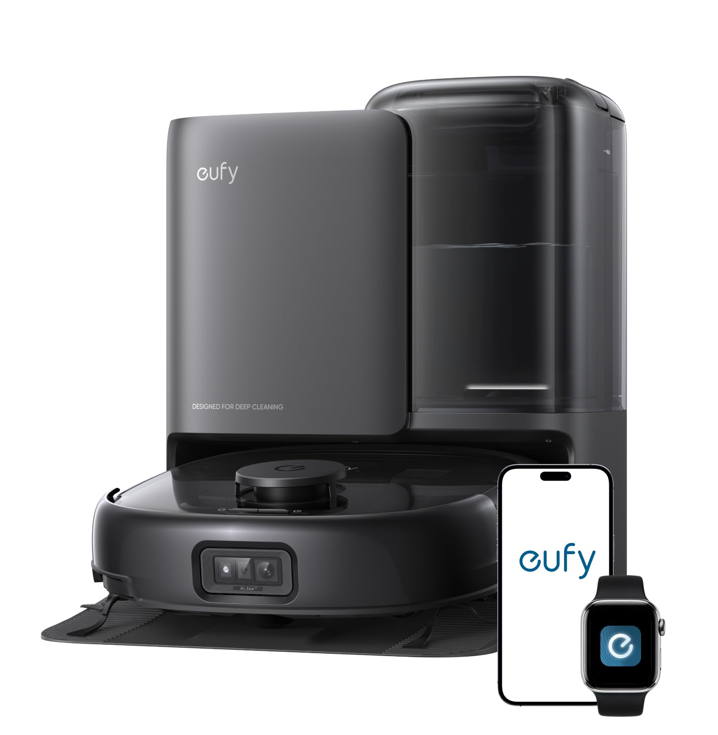 Robot Vacuum And Mop 20000Pa Suction Auto-Emptying Black