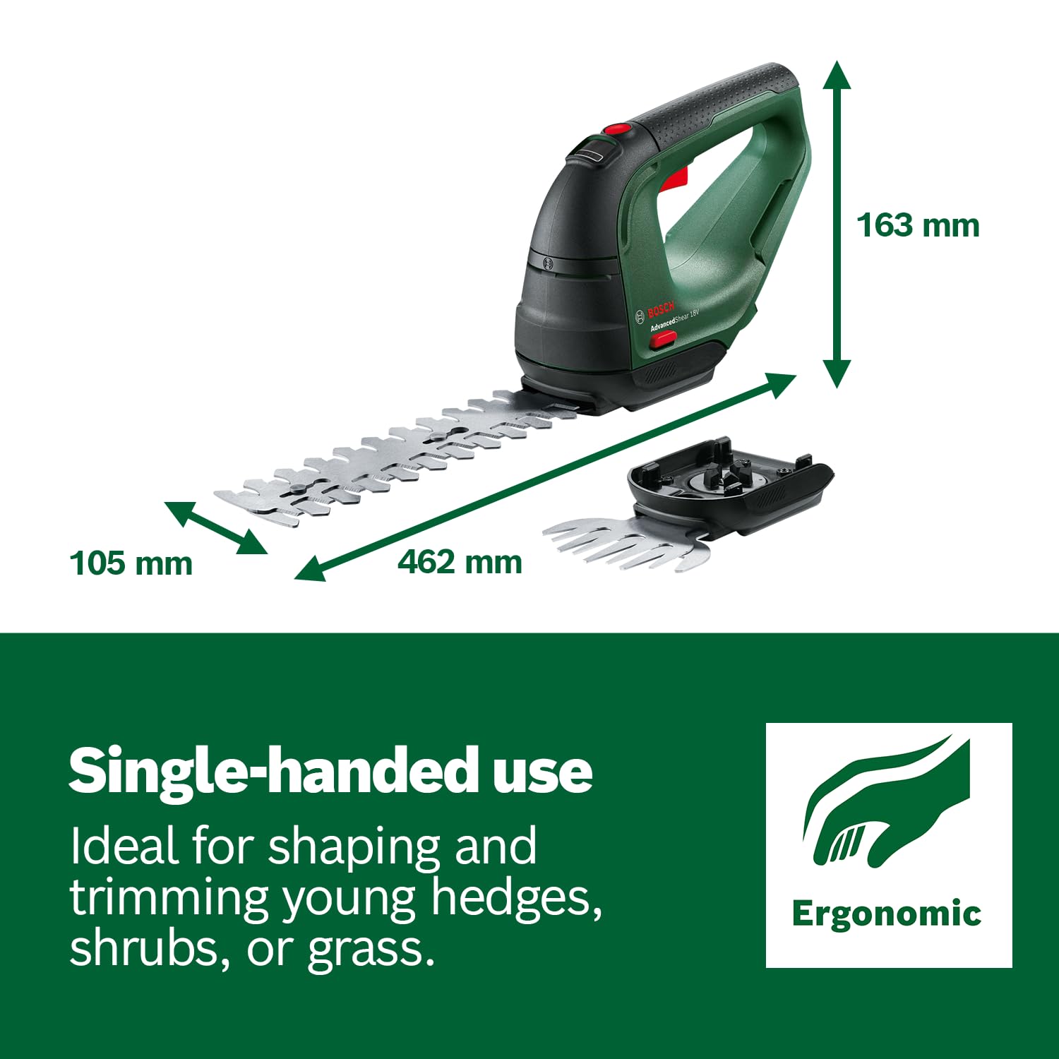Cordless Grass And Shrub Shear 18V 2.0Ah 85m² Black Green