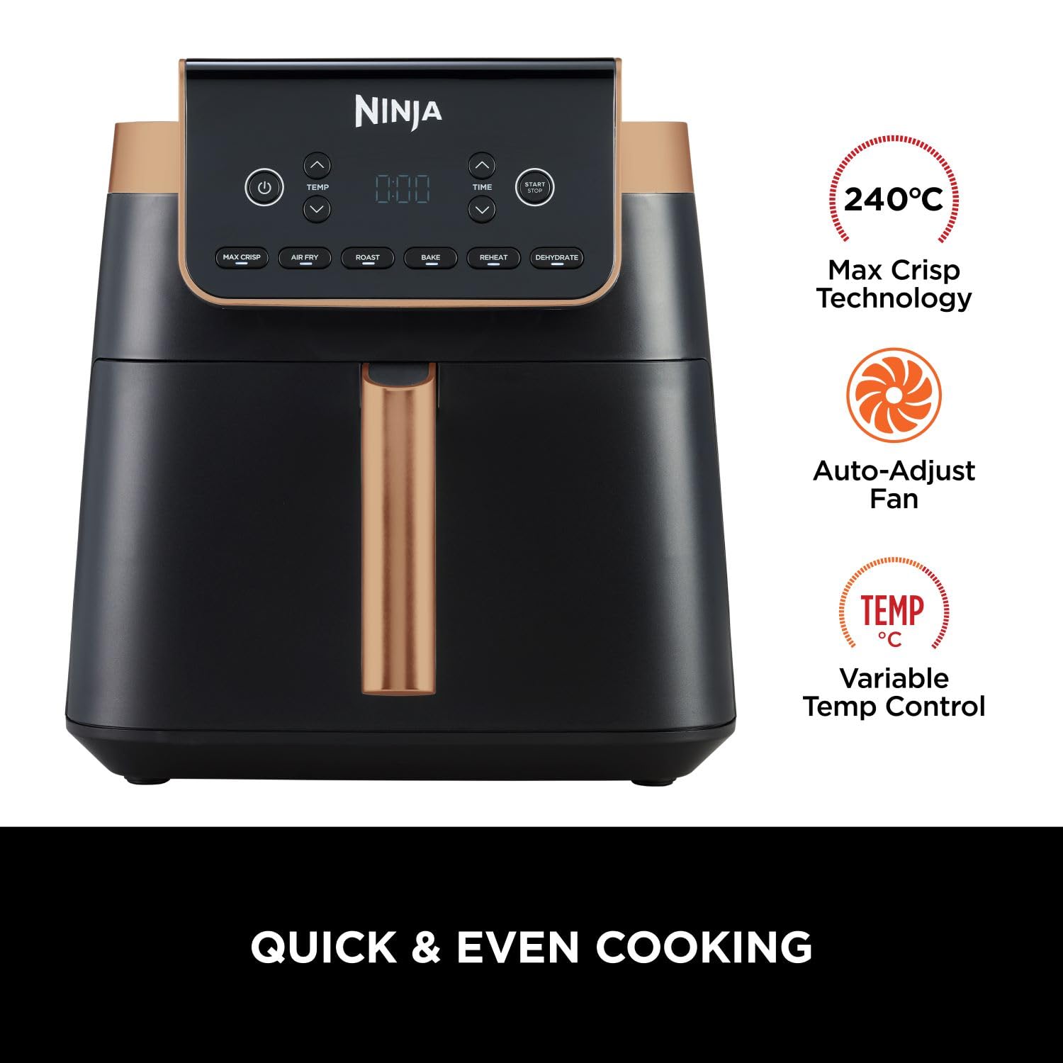 Air Fryer 6.2L 2000W 6 Functions Black/Copper