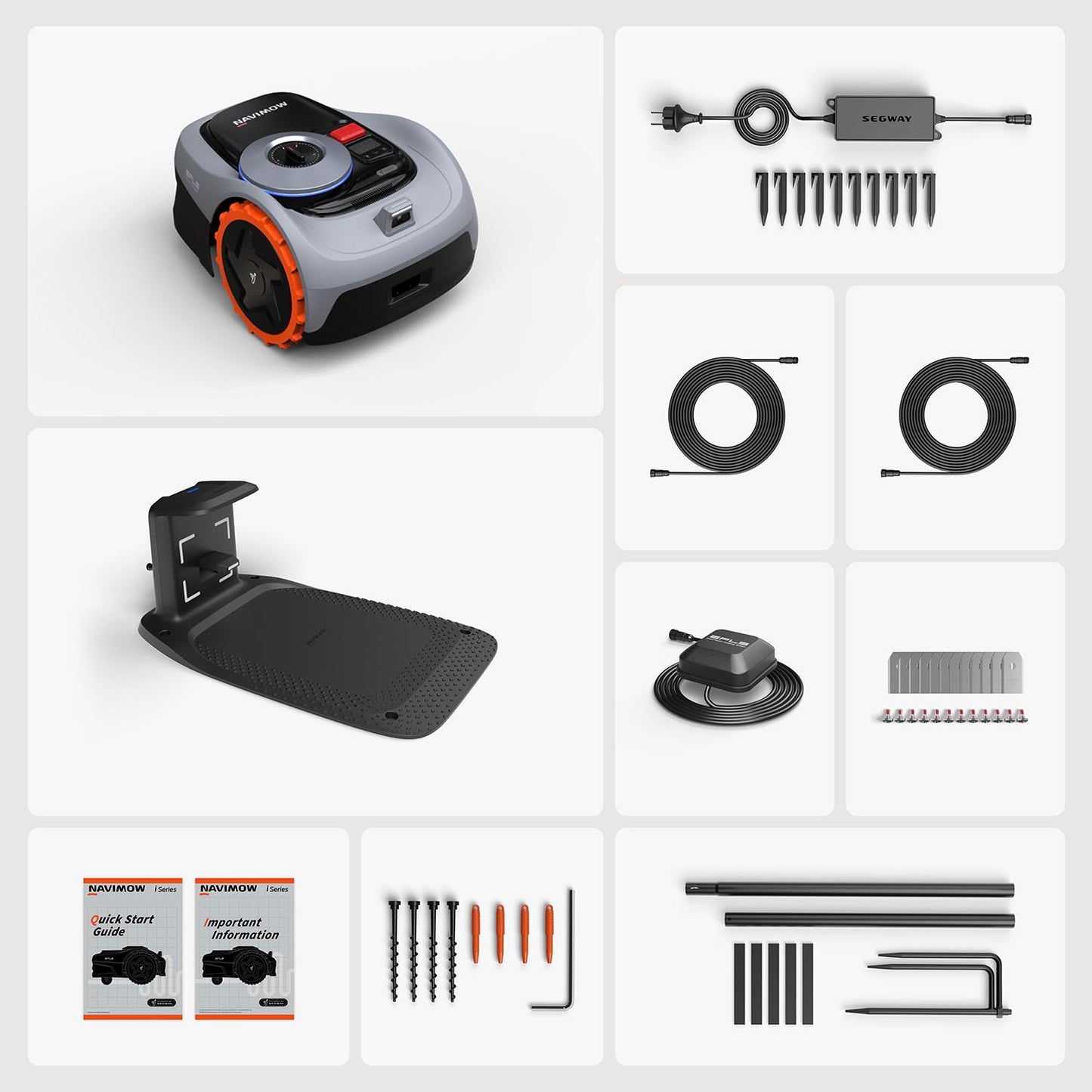 Robotic Lawn Mower 500m² EFLS 2.0 RTK Vision AI Mapping Grey