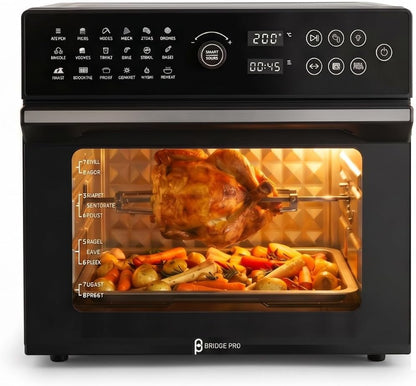 Air Fryer Oven 30L 1800W With Rotisserie 20-In-1 Dual Cook Black