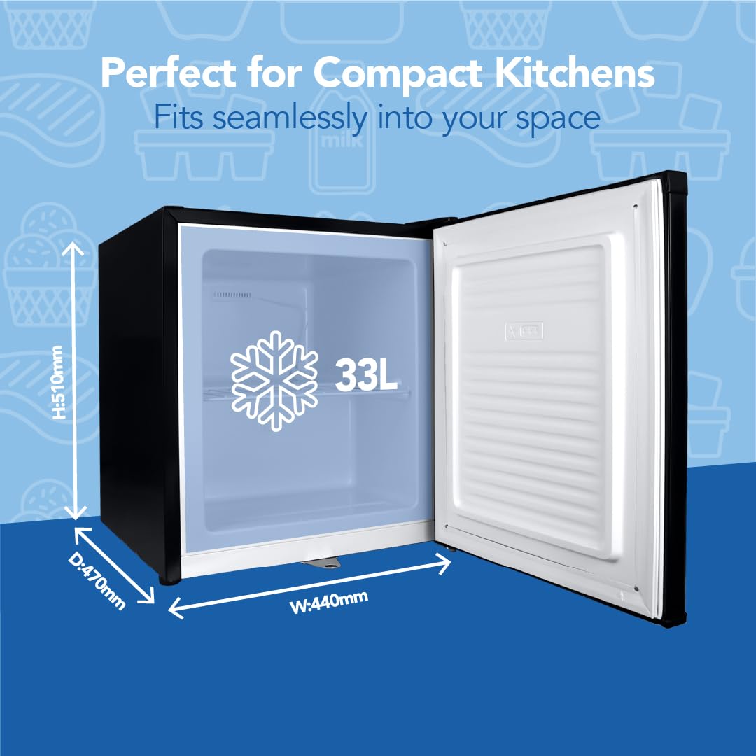 Table Top Freezer 33L 44cm Black Compact