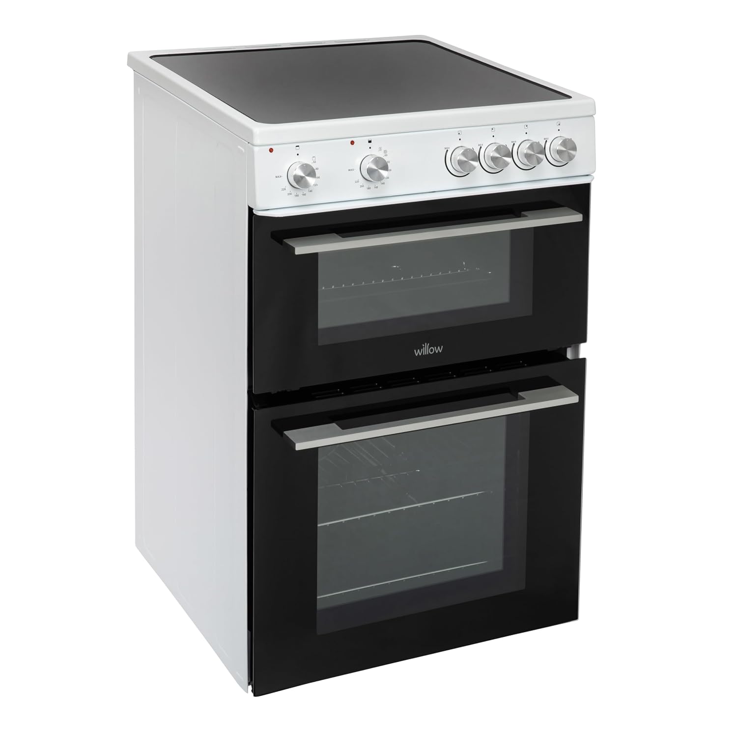 Freestanding Electric Cooker 68L Twin Cavity Ceramic Hob 4 Zones White