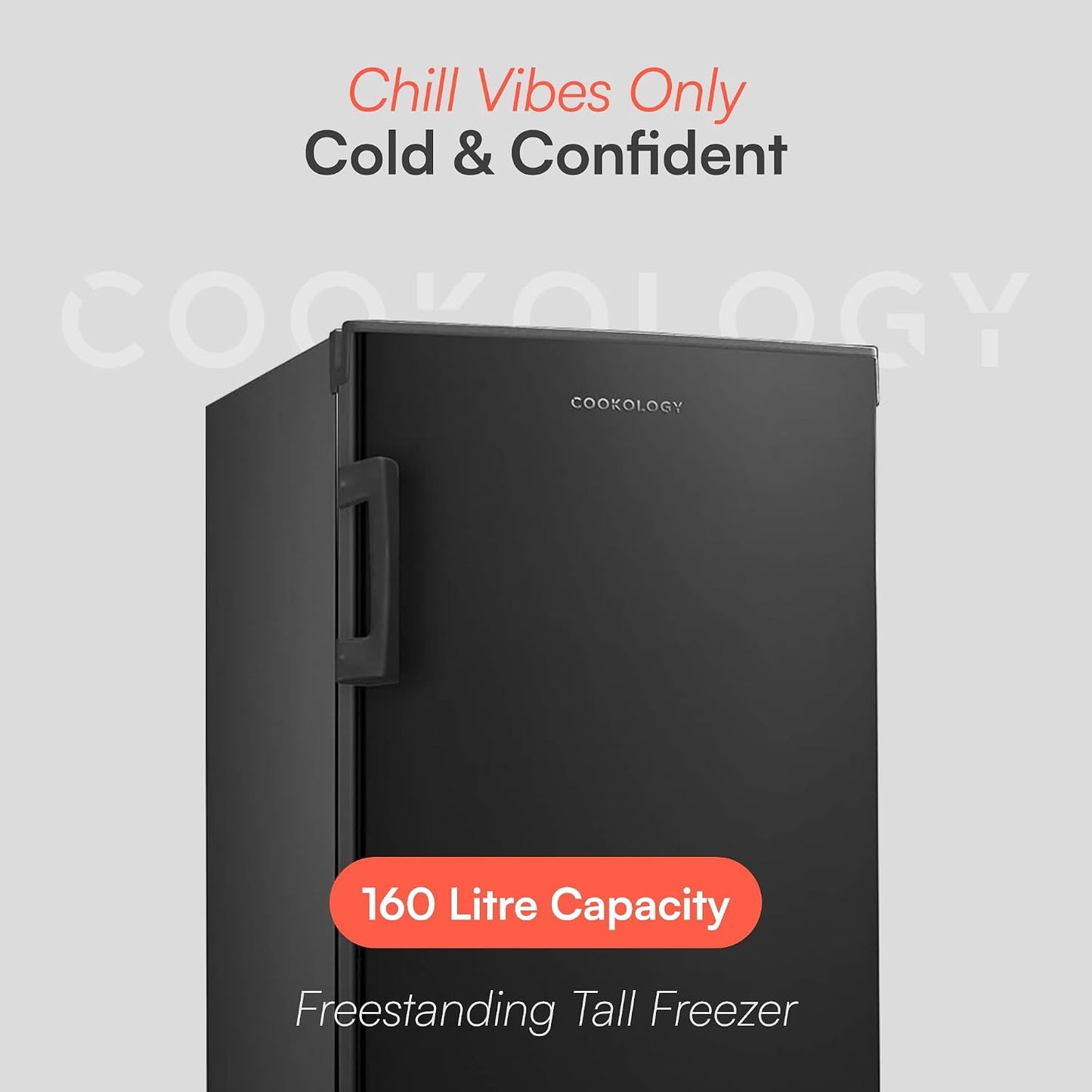 Tall Freestanding Freezer 142L Reversible Door 42dB Black