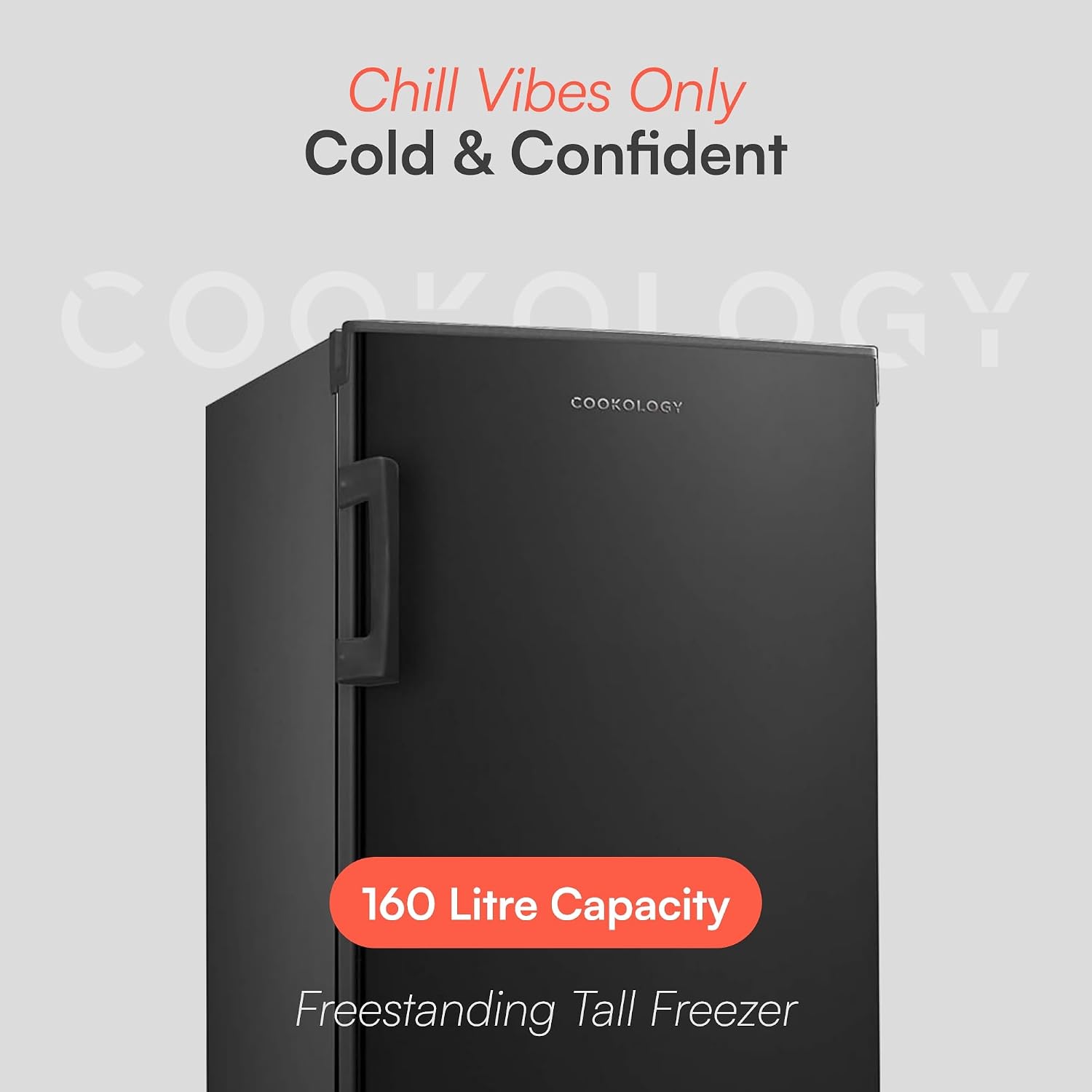 Tall Freestanding Freezer 142L Reversible Door 42dB Black