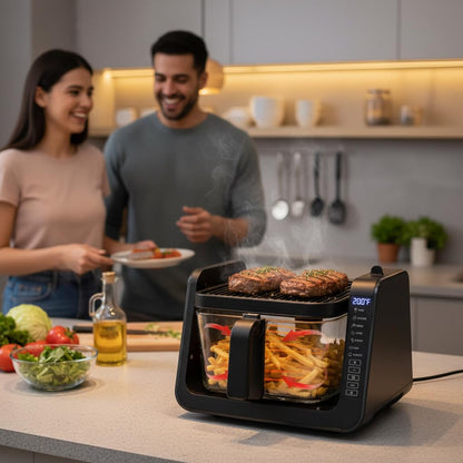 Air Fryer and Grill 4L 7-in-1 Preset Cook Modes Black