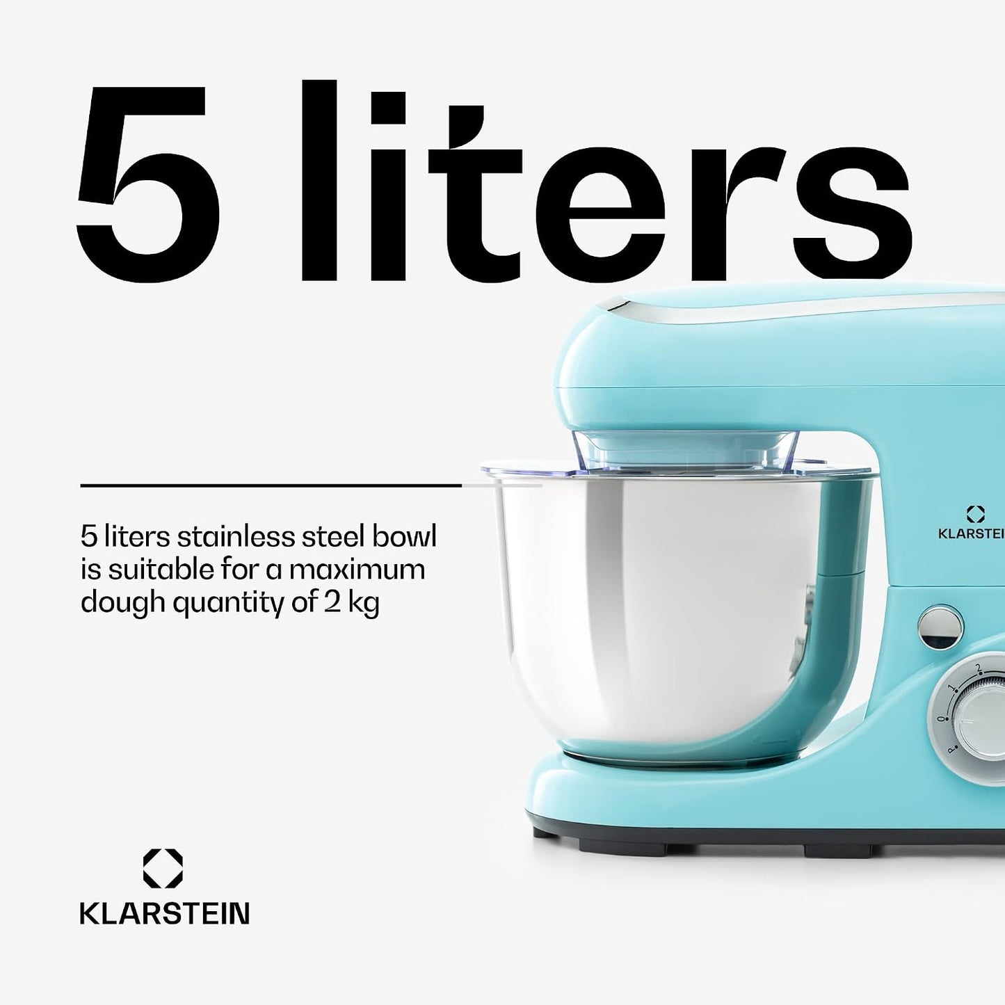Stand Mixer 5L 1300W 6 Speeds Planetary Mixing Action Blue