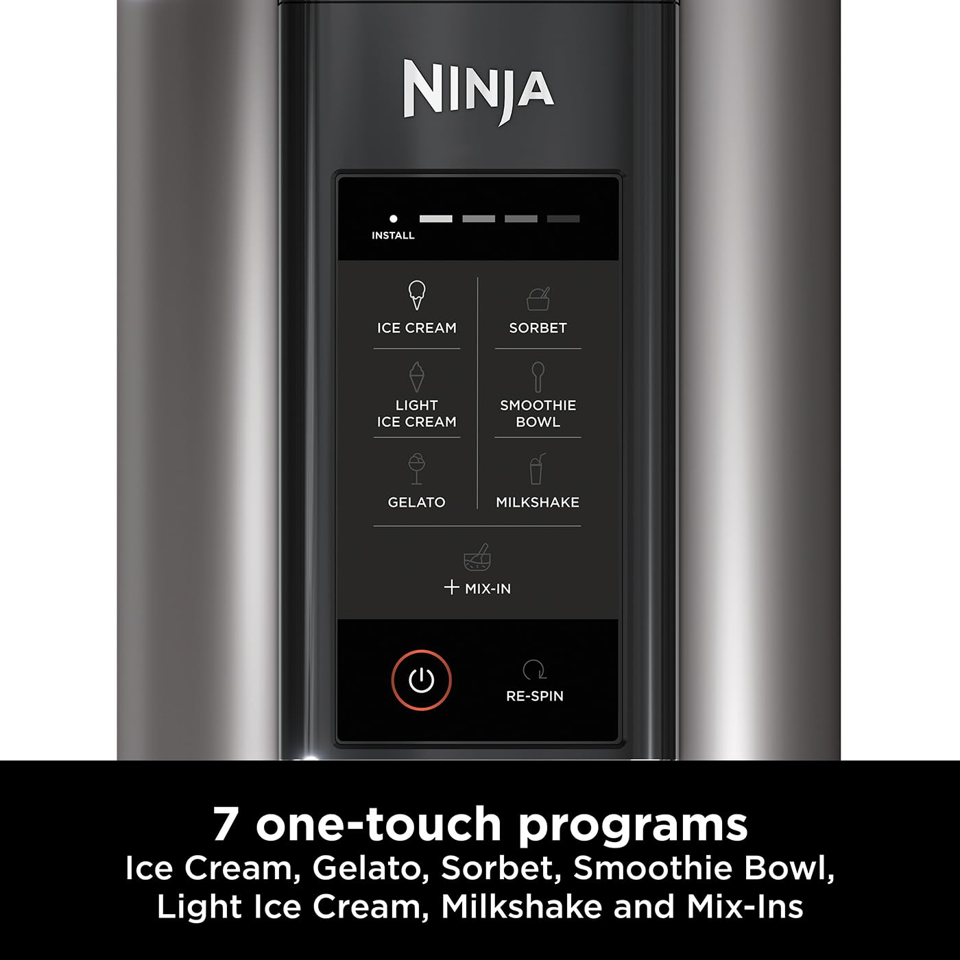 Ice Cream Maker 1.4L 7 Programs Makes Gelato Sorbet Smoothie Bowl Black Silver