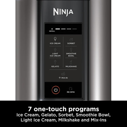 Ice Cream Maker 1.4L 7 Programs Makes Gelato Sorbet Smoothie Bowl Black Silver