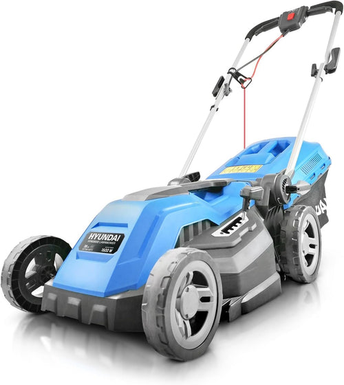 Electric Lawn Mower 38cm 1600W 40L Bag 5 Cutting Heights Blue