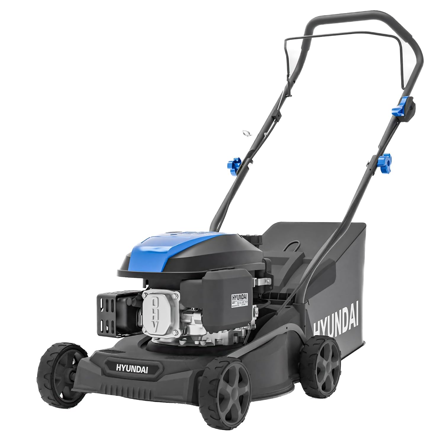 Petrol Lawn Mower 40cm 139cc 7 Cutting Heights 25-75mm 40L Grass Bag Black