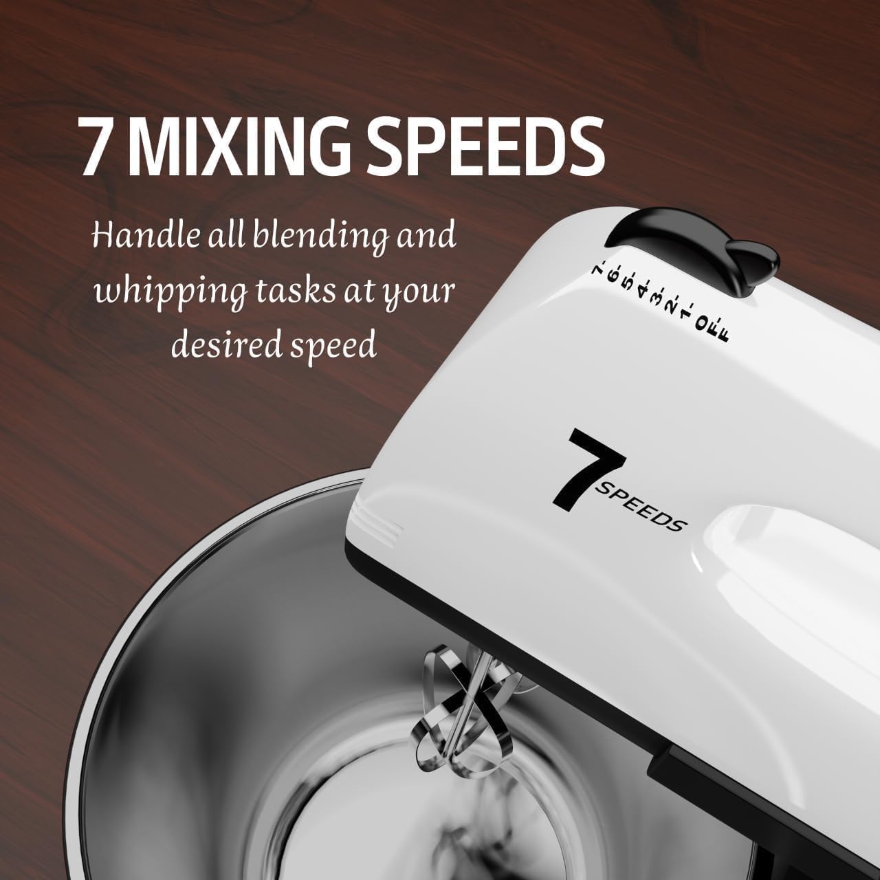 Stand And Hand Mixer 7 Speeds 3QT Stainless Steel Bowl HP2