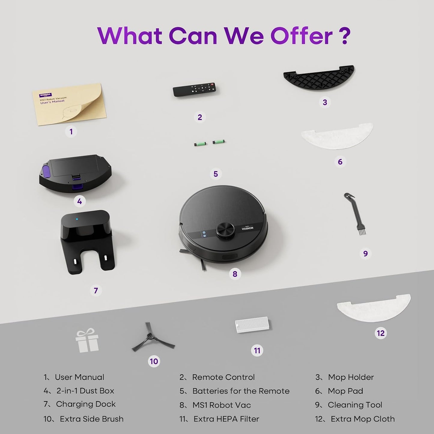 Robot Vacuum Cleaner 7000Pa LiDAR Navigation 180Mins Runtime Black