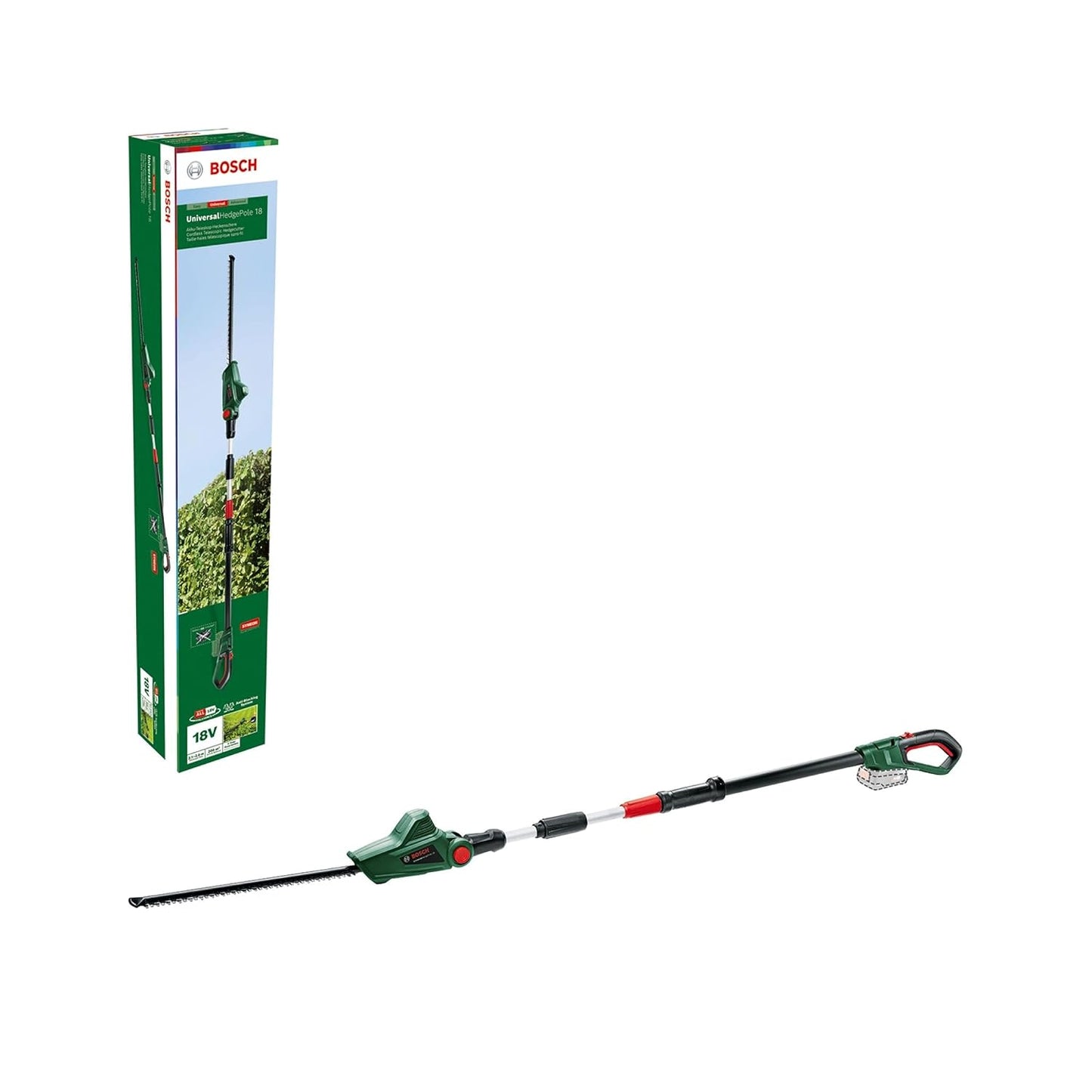 Telescopic Hedge Trimmer 18V Cordless 135° Pivoting Head Green