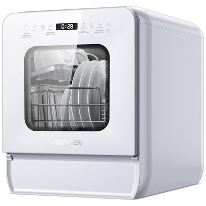Portable Countertop Dishwasher 5L Tank 9 Programs 37cm Narrow White