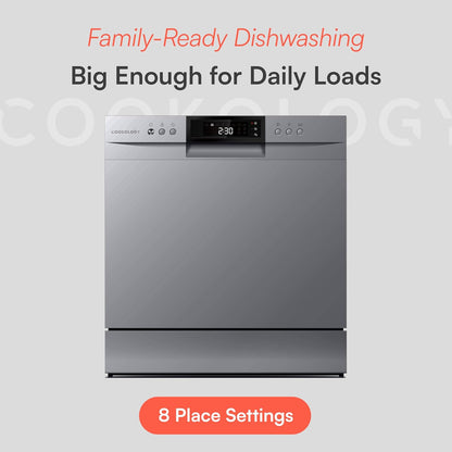 Table Top Dishwasher 8 Place Settings 7 Wash Cycles Silver