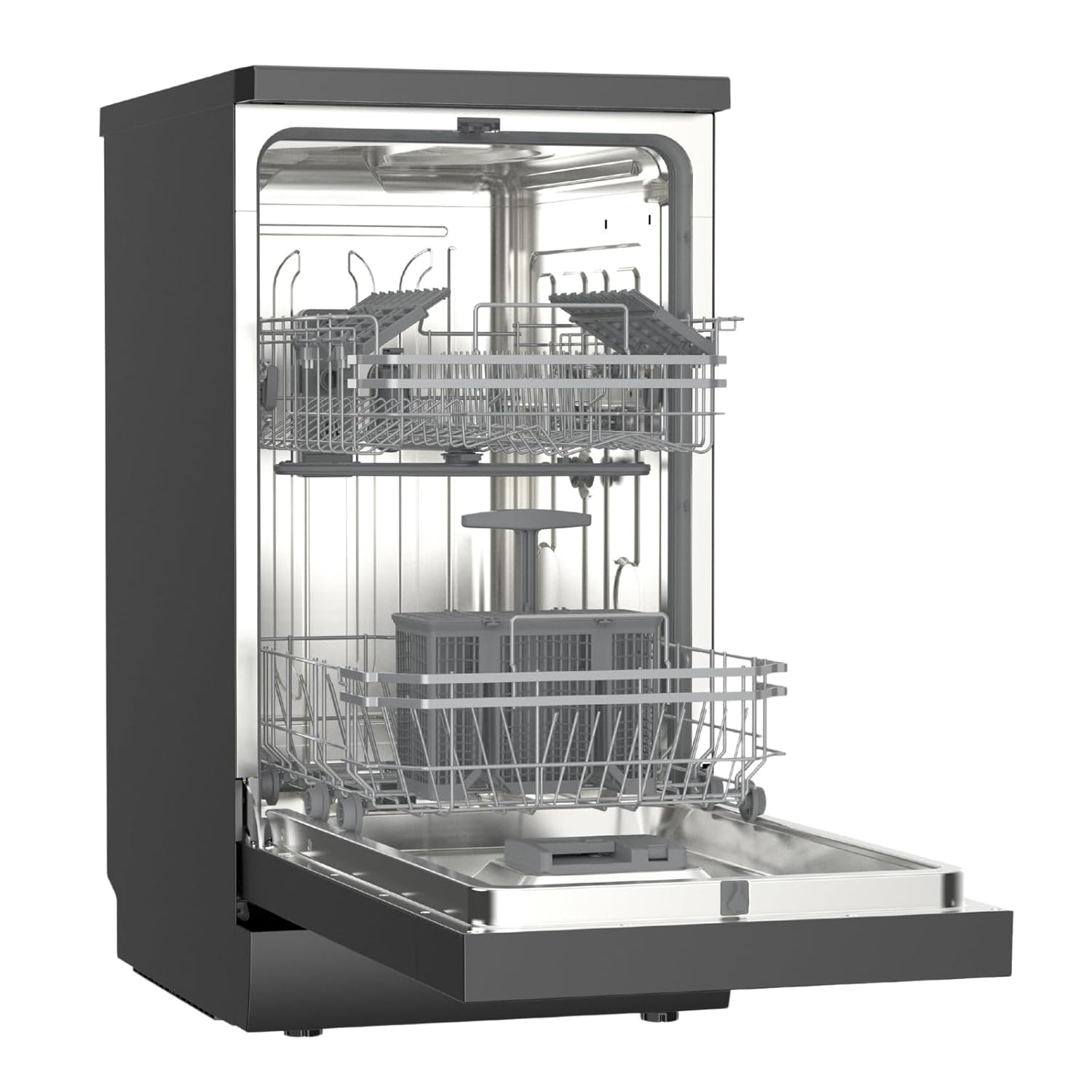 Freestanding Dishwasher 45cm 9 Place Settings 4 Programs Black