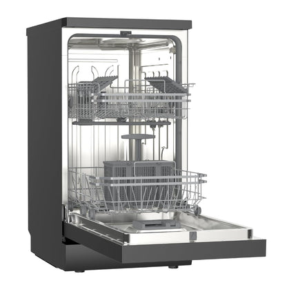 Freestanding Dishwasher 45cm 9 Place Settings 4 Programs Black