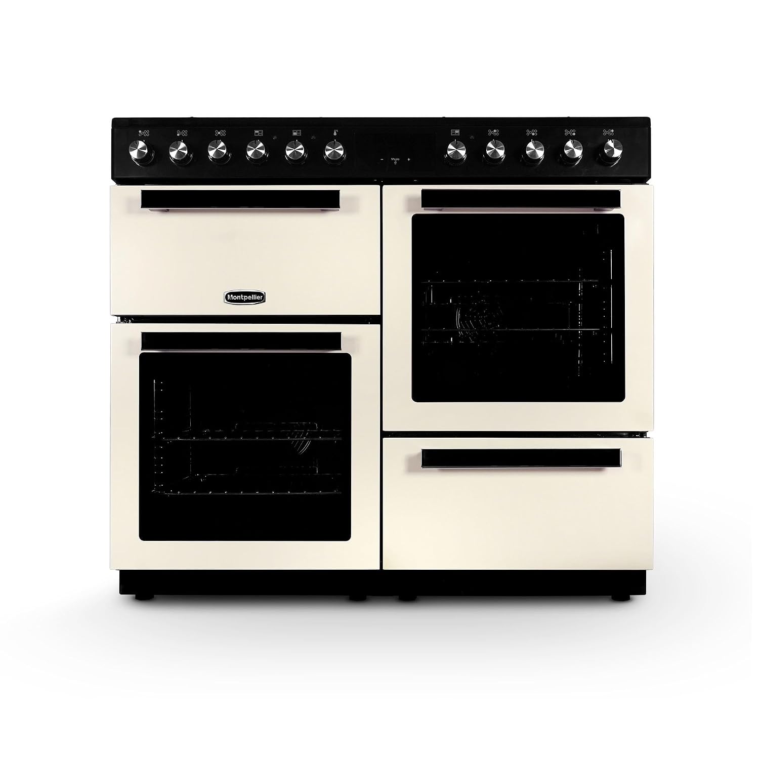 Dual Fuel Range Cooker 100cm Freestanding 7 Burners 2 Ovens Cream