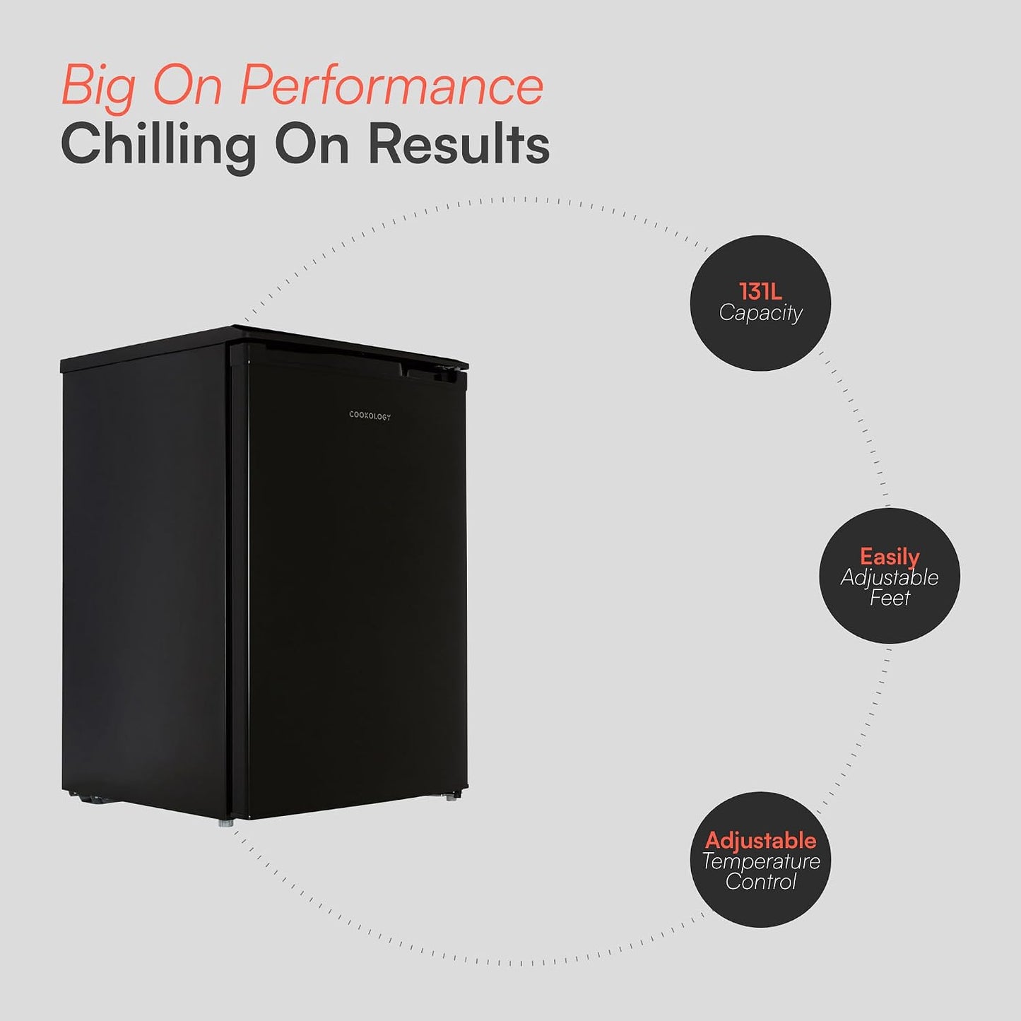 Freestanding Larder Fridge 130L Undercounter With Reversible Door Black