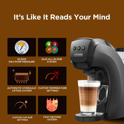 Pod Coffee Machine 5 In 1 20 Bar 0.8L Black