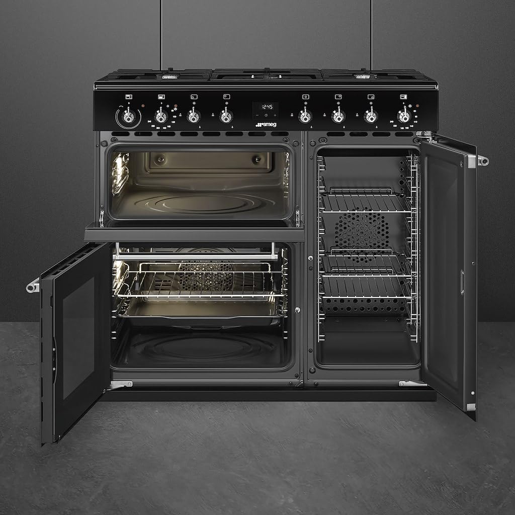 90cm Dual Fuel Range Cooker 61L Fan Convection Black