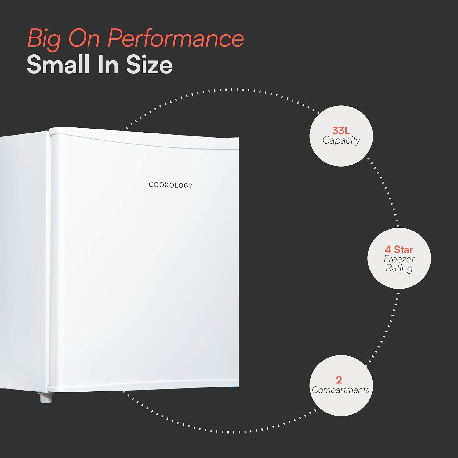 Freestanding Mini Freezer 31L 42dB Adjustable Temperature White