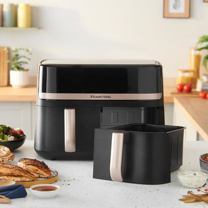 Dual Air Fryer 9L 2800W Dual Basket Touch Control Black