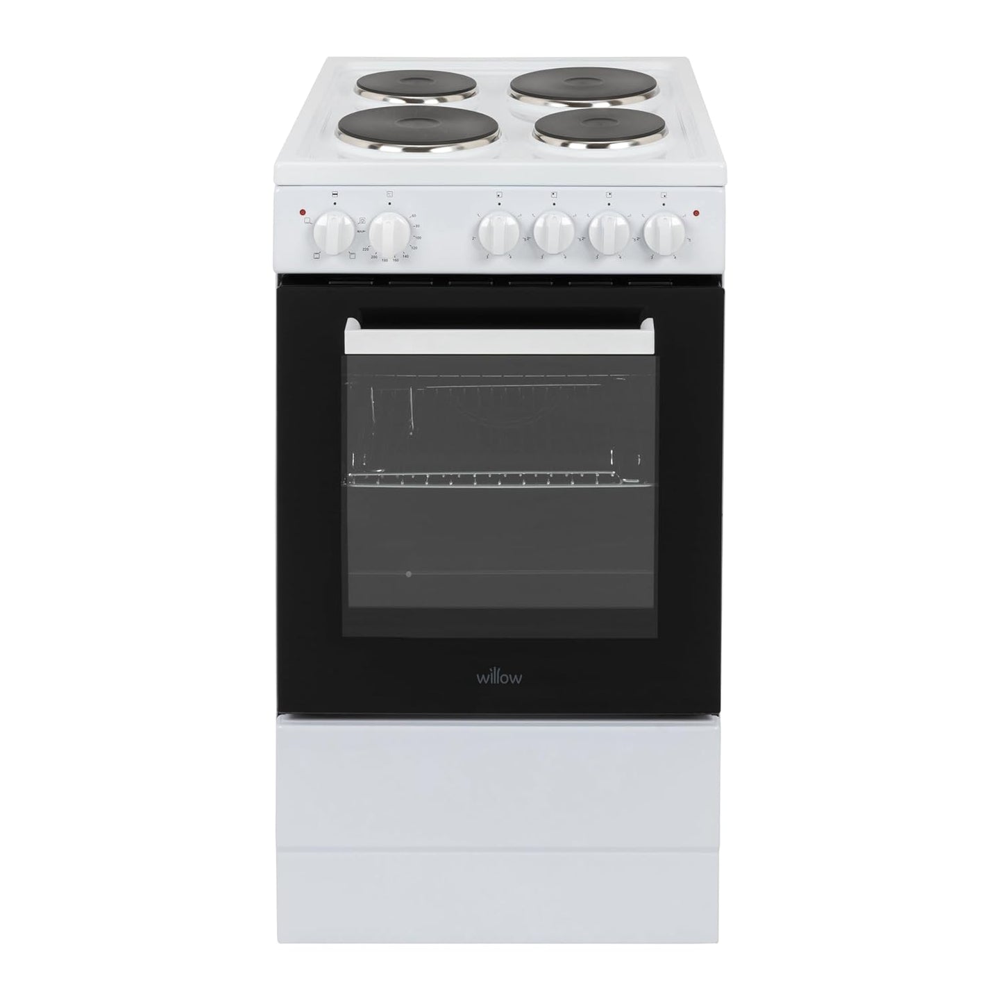 Freestanding Electric Cooker 62L 4 Solid Plate Hobs White