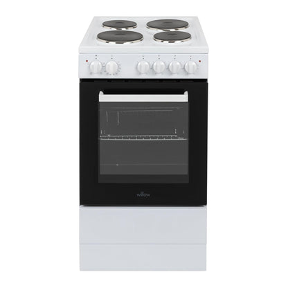 Freestanding Electric Cooker 62L 4 Solid Plate Hobs White