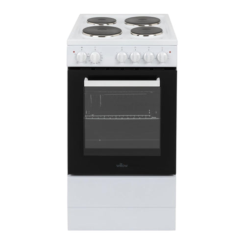 Freestanding Electric Cooker 62L 4 Solid Plate Hobs White
