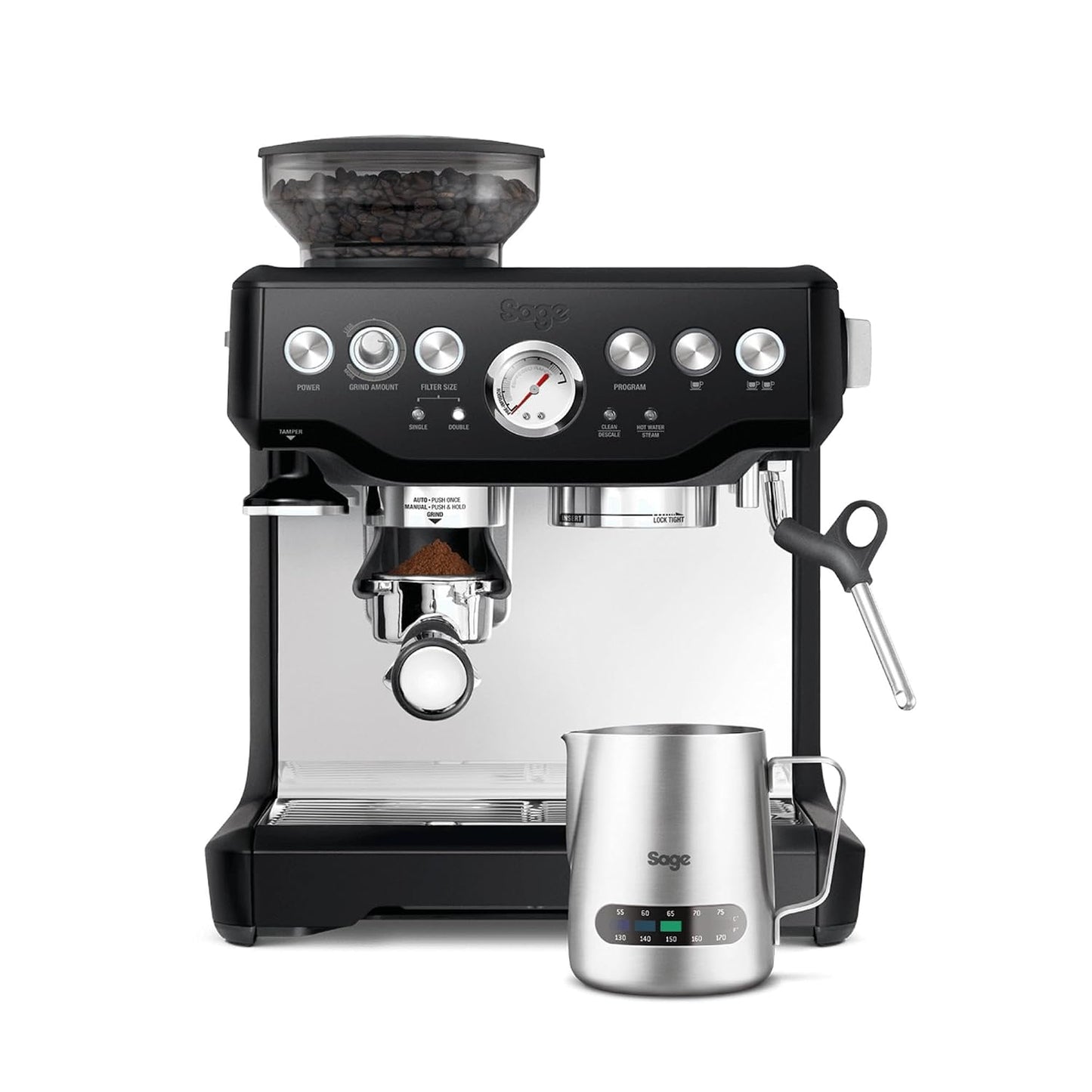 Bean To Cup Coffee Machine 16 Grind Settings 15 Bar Pump PID Temp Control Brushed Stainless Steel
