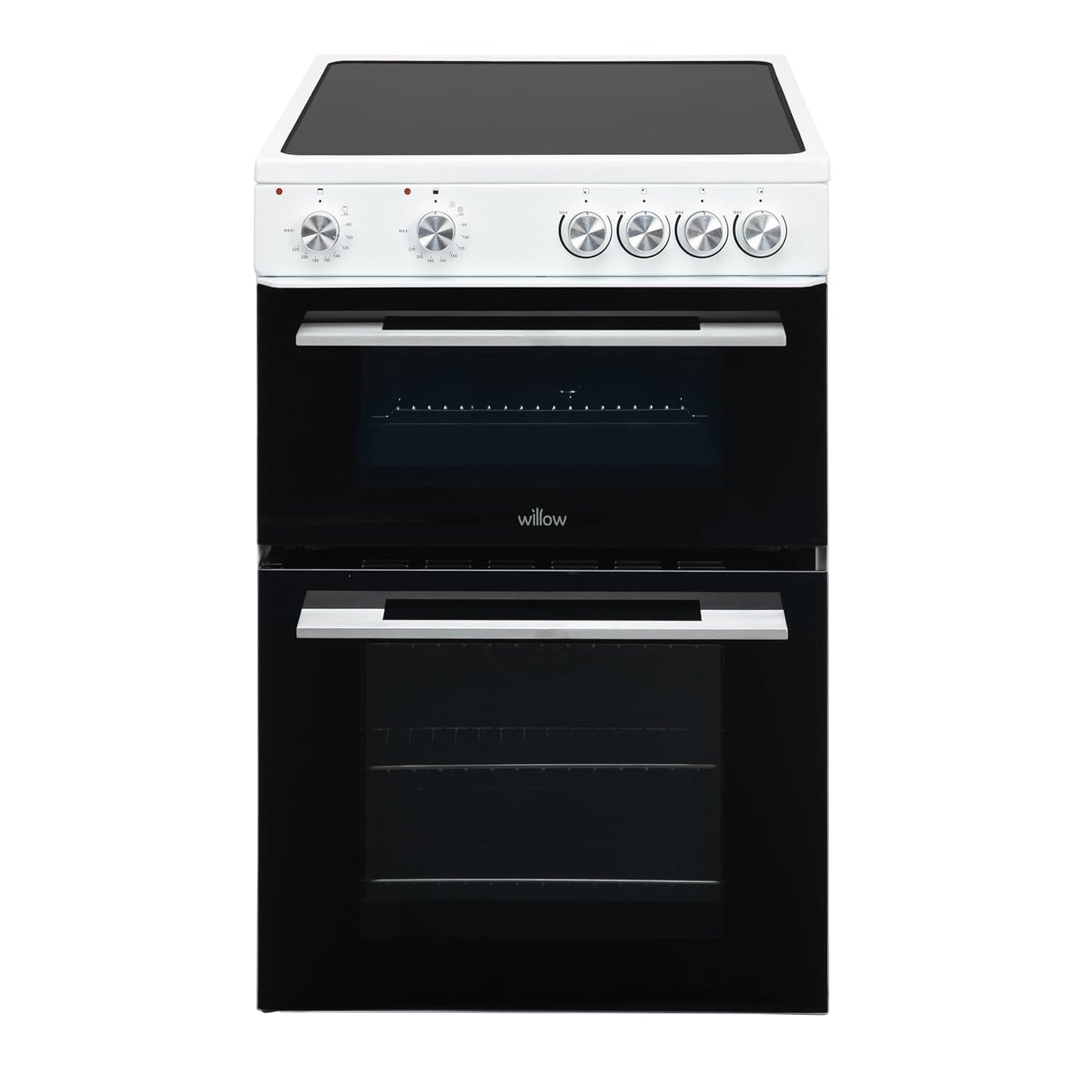 Freestanding Electric Cooker 68L Twin Cavity Ceramic Hob 4 Zones White