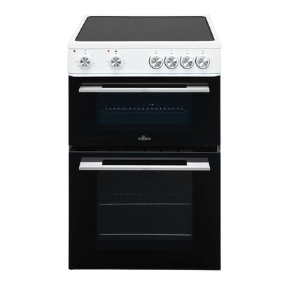 Freestanding Electric Cooker 68L Twin Cavity Ceramic Hob 4 Zones White