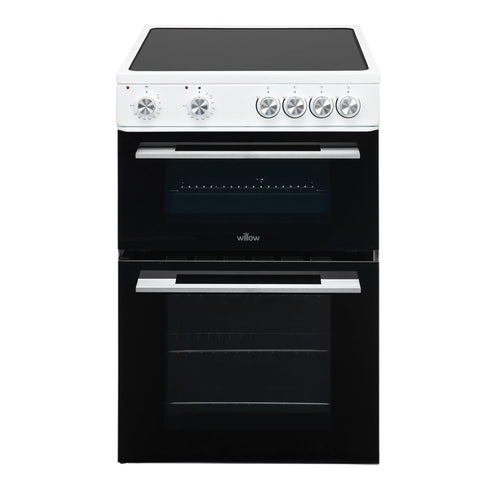 Freestanding Electric Cooker 68L Twin Cavity Ceramic Hob 4 Zones White