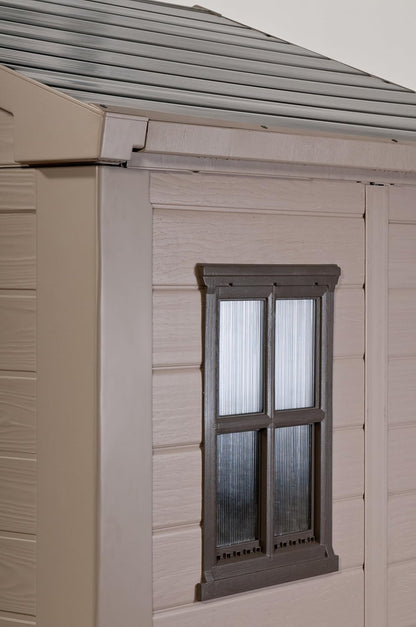 Plastic Garden Storage Shed 8 X 8 Ft Beige Double Doors Lockable