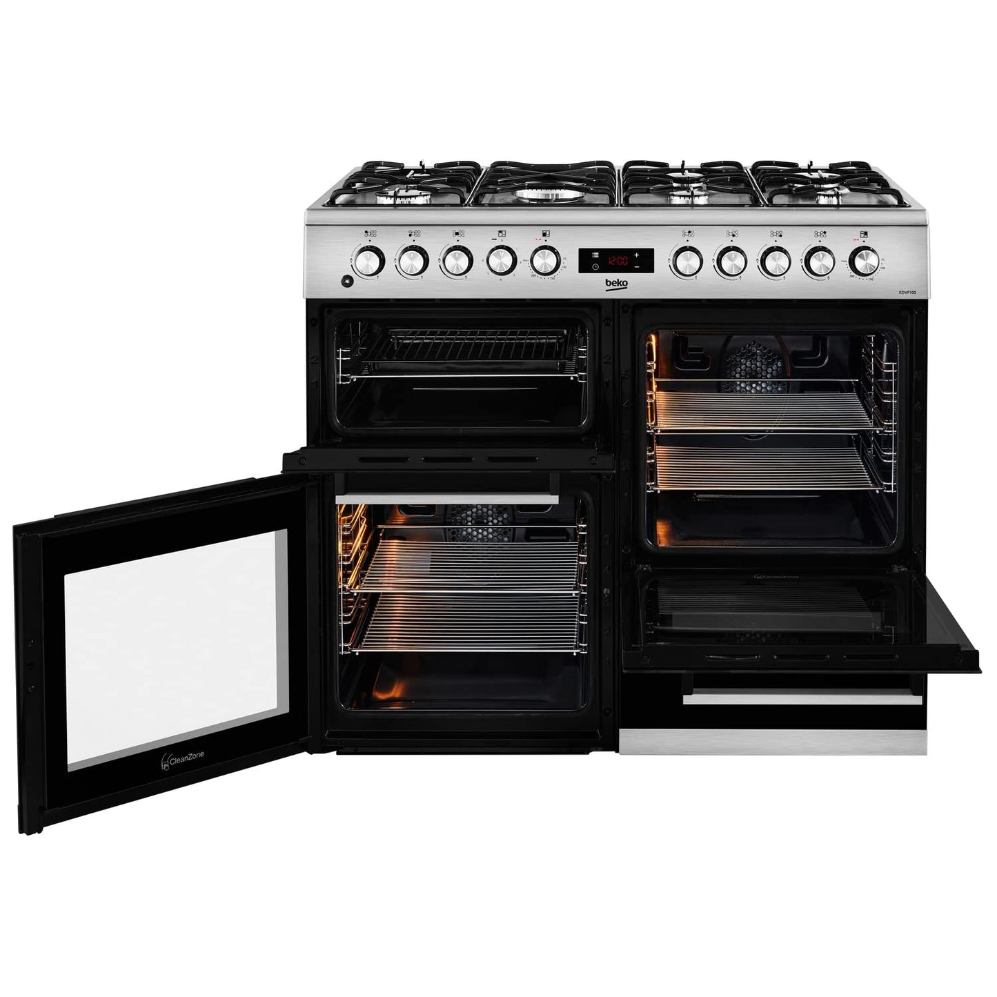 Freestanding Dual Fuel Range Cooker 156L 100cm Stainless Steel