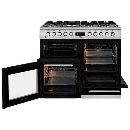 Freestanding Dual Fuel Range Cooker 156L 100cm Stainless Steel