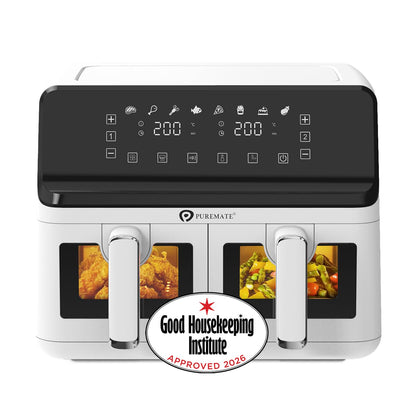 Dual Air Fryer 9L 2500W 8 Presets Digital Display Black